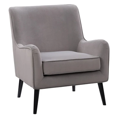 Chaise d'appoint moderne en velours Isla avec pieds en bois effilés