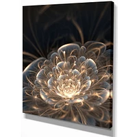 Design Art Fractal Flower with Golden Rays Floral Canvas Art Print