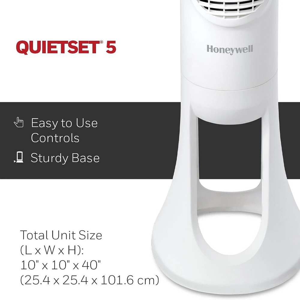 Ventilateur tour de 101 cm pièce entière QuietSetᴹᴰ 5 HYF260WC Honeywell