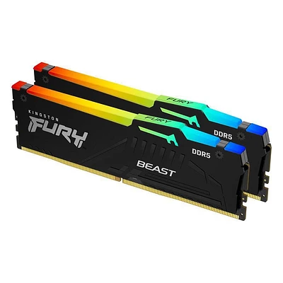 Kingston Fury Beast DDR5 RGB 16GB (2x8GB) 6000MT/s DDR5 CL40 DIMM Desktop Gaming Memory Kit of 2 - KF560C40BBAK2-16