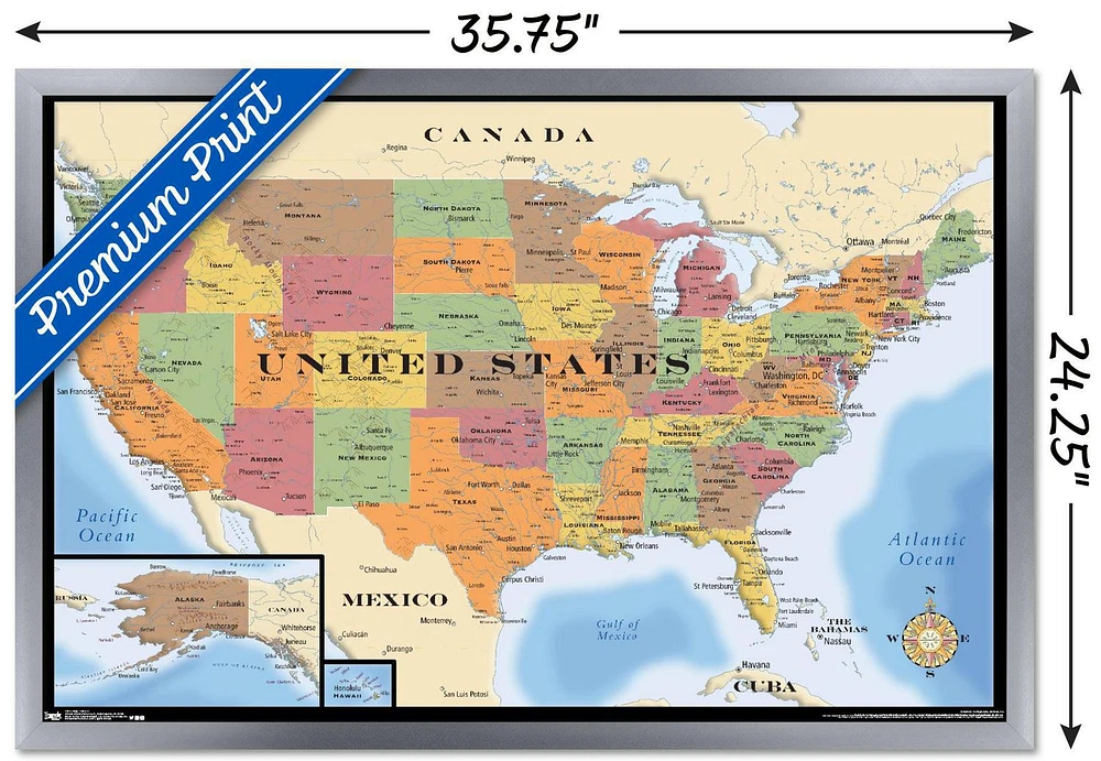 Map - USA Wall Poster