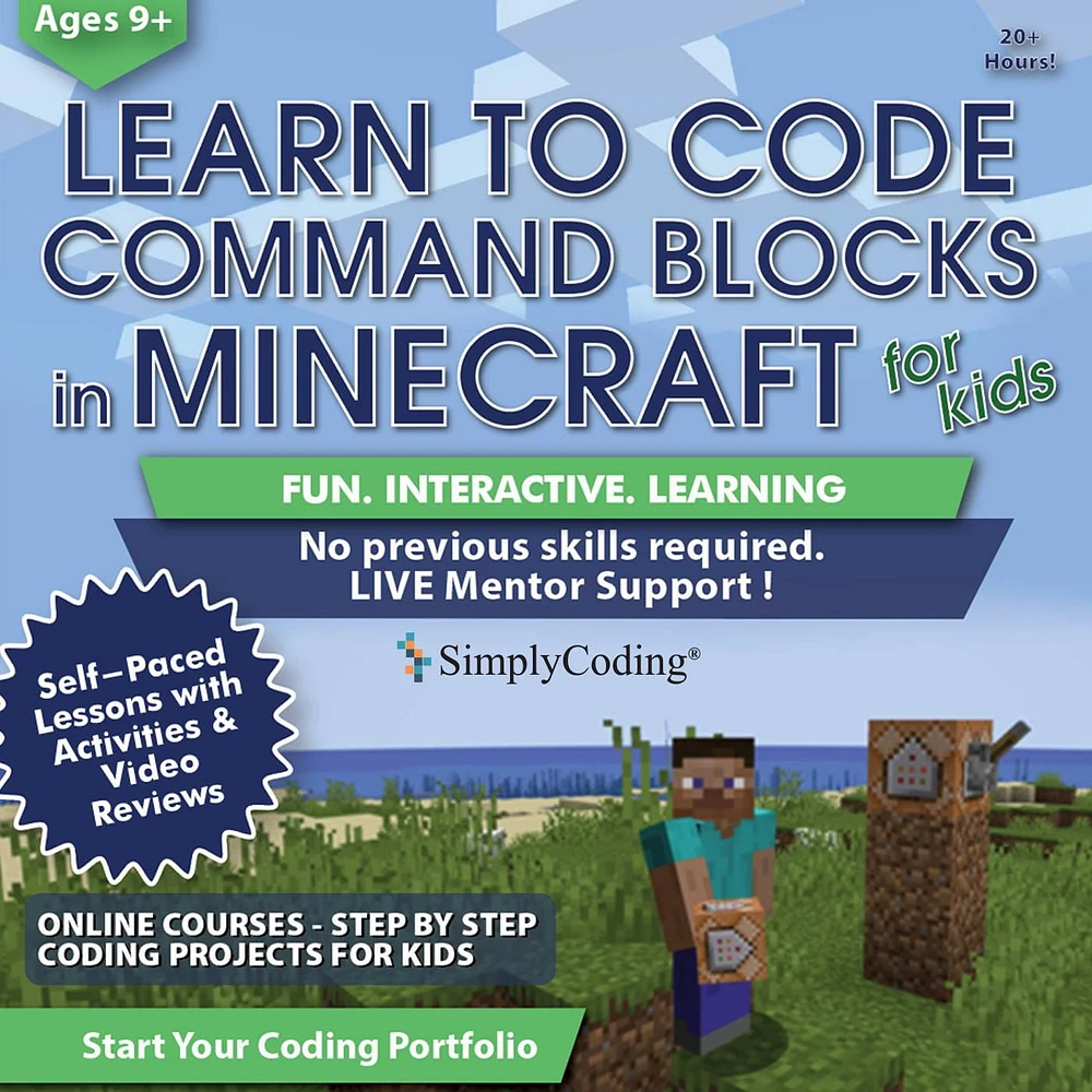 Coding for Kids - Learn to Code Command Blocks in Minecraft Course Age 9+ [Digital Download]