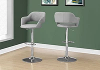 Monarch Specialties Tabouret De Bar, Pivotant, Hauteur Bar, Ajustable, Métal, En Tissu, Gris, Chrome, Contemporain, Moderne