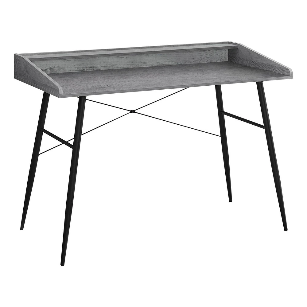 Monarch Specialties Computer Desk, Home Office, Laptop, Storage Shelves, 48"l, Work, Metal, Laminate, Grey, Black, Contemporary, Modern