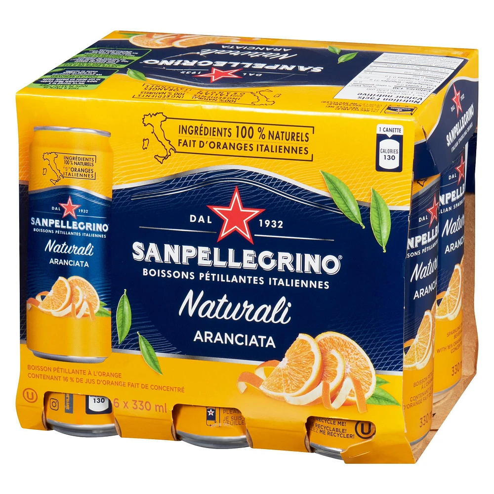 San Pellegrino Naturali Aranciata Sparkling Orange Beverage 6 x 330mL, 6 x 330mL