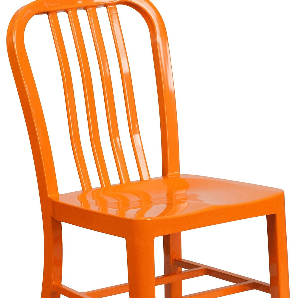 Chaise pour l'intérieur / l'extérieur en métal orange de qualité marchande, lot de 2