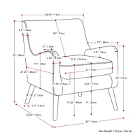 Chaise d'appoint moderne en velours Isla avec pieds en bois effilés