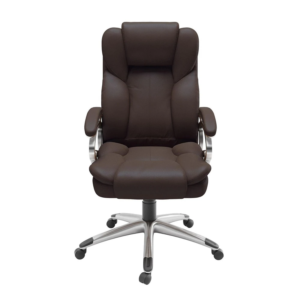 CorLiving Leon simili cuir tissu PU rembourré hauteur réglable soutien lombaire inclinable chaise de bureau de direction