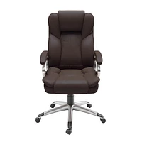 CorLiving Leon simili cuir tissu PU rembourré hauteur réglable soutien lombaire inclinable chaise de bureau de direction