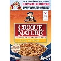 Quaker Céréales granola Croque Nature Légères et croustillantes Saveur Miel et noix 400g