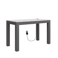 CosmoLiving by Cosmopolitan Astor Desk w/ Wireless Charger, White with Terrazzo Top