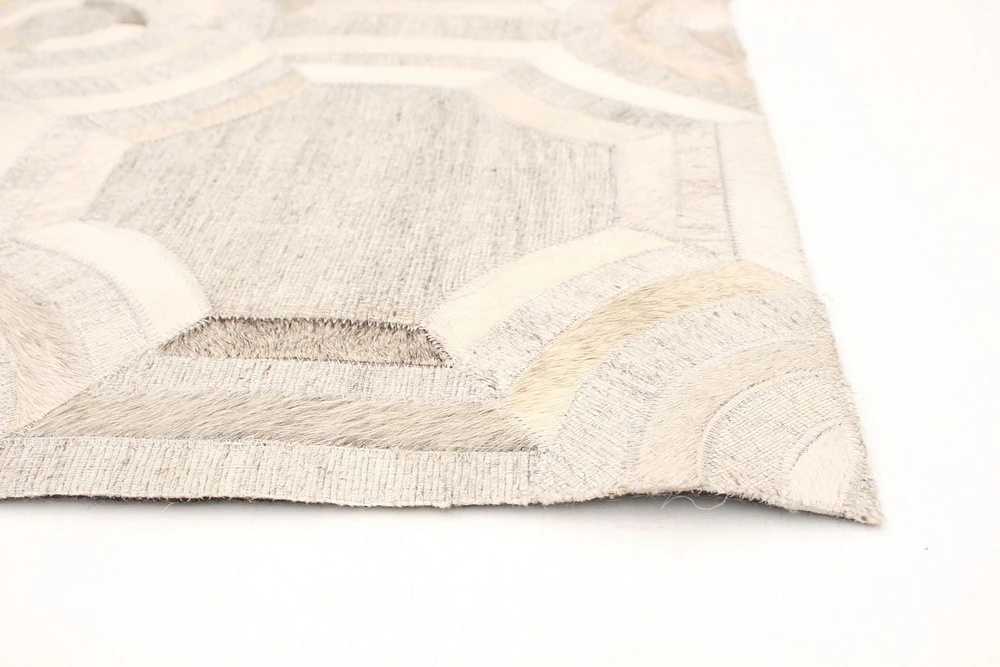 ECARPETGALLERY 9'1" x 12'9" Contemporary Cowhide Patchwork Handmade Area Rug for Living Room, Dining Room and Bedroom in Grey