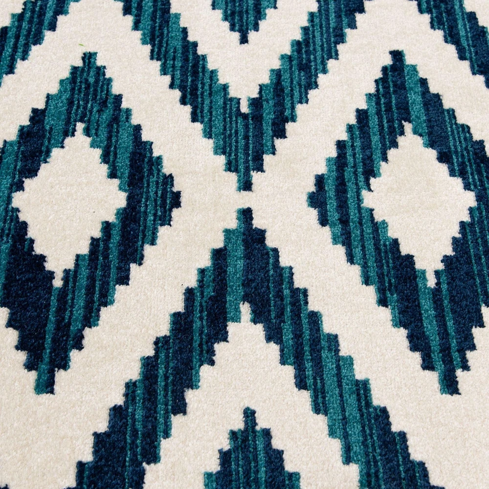 Tapis tissé crème et bleu saphir Tropiana