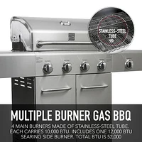 Kenmore - Gril à gaz à 4 brûleurs et brûleur latéral SEARING - Tout en acier inoxydable