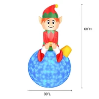 Occasions 5 Foot Inflatable Elf On Ornament with LED Lights