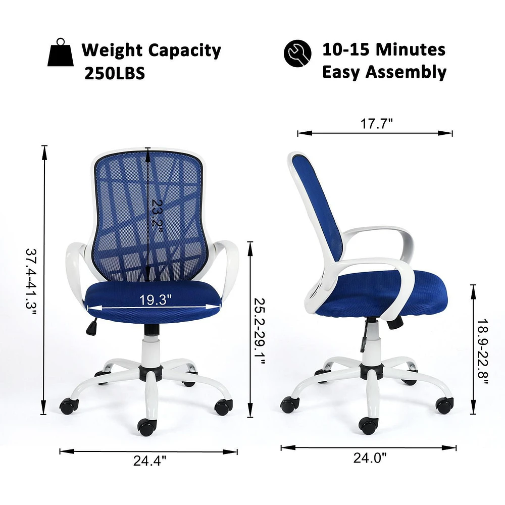 Homycasa Chaise de bureau moderne – Chaise de travail ergonomique pivotante en tissu avec fonction de hauteur réglable, revêtement en velours
