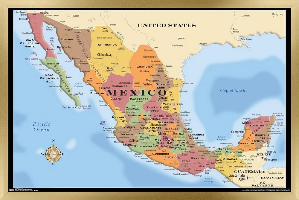 Map - Mexico Wall Poster
