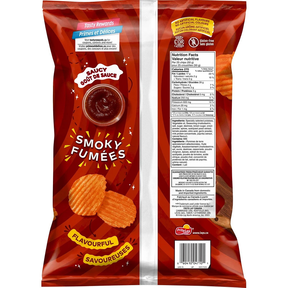 Wavy Lay’s Hickory BBQ flavoured potato chips, 220g