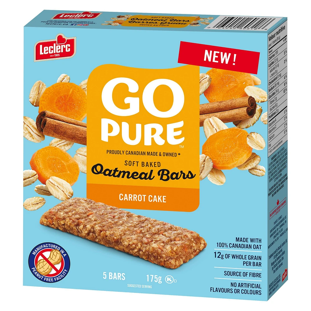 Go Pure Soft Baked Carrot Cake Oatmeal Bars, 5 / 175g