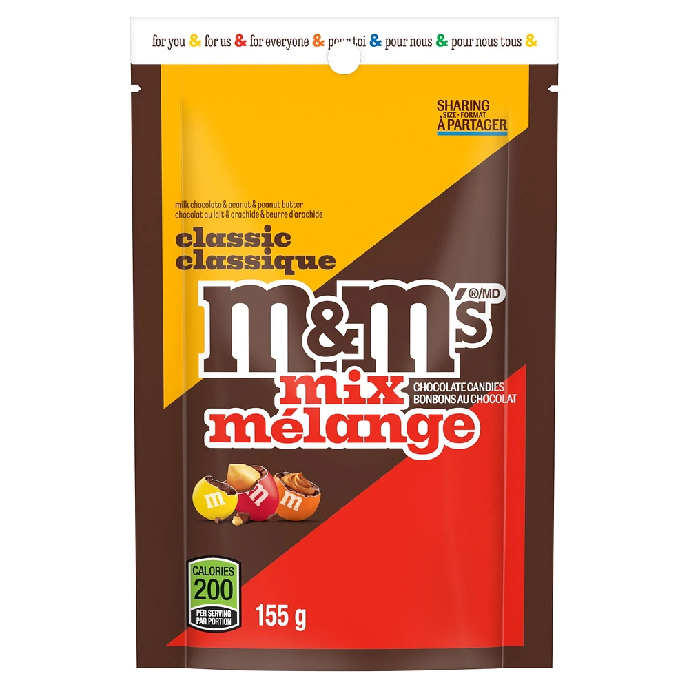 M&M'S, Classic Mix, Milk Chocolate Candies, Sharing Bag, 155g, M&MS M&M CLS MIX 155G