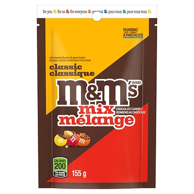 M&M'S, Classic Mix, Milk Chocolate Candies, Sharing Bag, 155g, M&MS M&M CLS MIX 155G