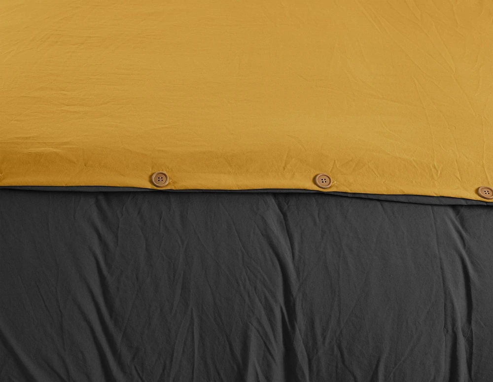 Reversible Natural Crinkle Fabric Ultra Soft Solid Duvet Cover Set