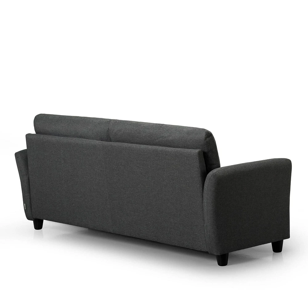 Zinus Ricardo 3-Seat Upholstered Sofa Couch with Tufted Cushions, Dark Grey