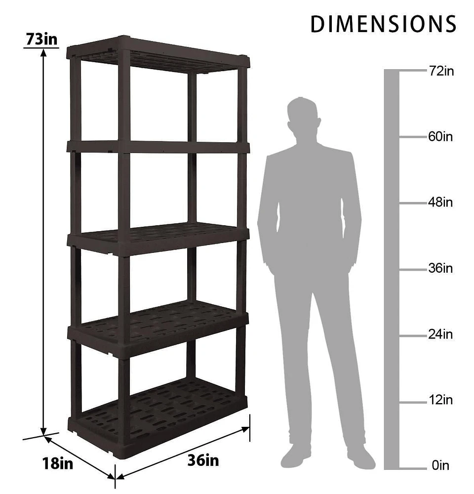 HYPER TOUGH Heavy Duty 5-Tier Interlocking Shelf