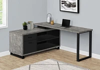 Monarch Specialties Bureau, Bureau À Domicile, Coin, Tiroirs De Rangement, 72"l, Forme De L, Travail, Ordinateur Portable, Métal, Stratifié, Gris, Noir, Contemporain, Moderne