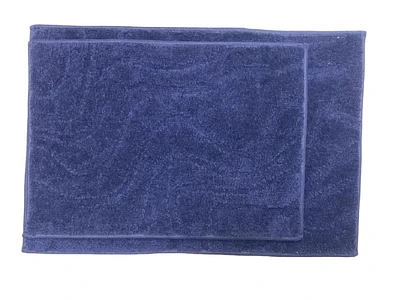 Ensemble de 2 tapis de bain d'intérieur en microfibre bleu marine