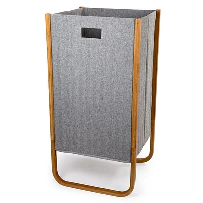 Truu Design Modern and Sleek Woven Paper and Bamboo Grey Laundry Hamper