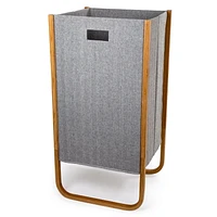 Truu Design Modern and Sleek Woven Paper and Bamboo Grey Laundry Hamper