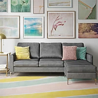 Novogratz Chapman Canapé avec pieds Chrome, velours gris Canapé