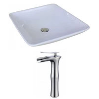 American Imaginations -in. W Above Counter White Bathroom Vessel Sink Set For Deck Mount Drilling AI