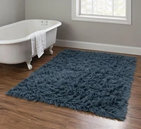 Tapis d'appoint Nouveau Flokati 1400 gr de 3' 6" x 5' 6", Bleu Denim