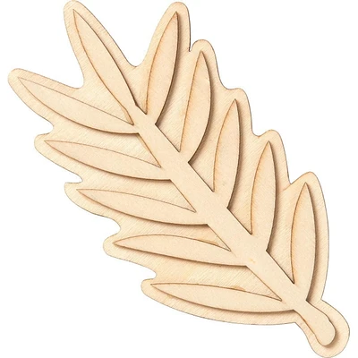 Surfaces en bois Plaid, forme 3D superposée non peinte, feuille de fougère, 12 x 6,4 cm