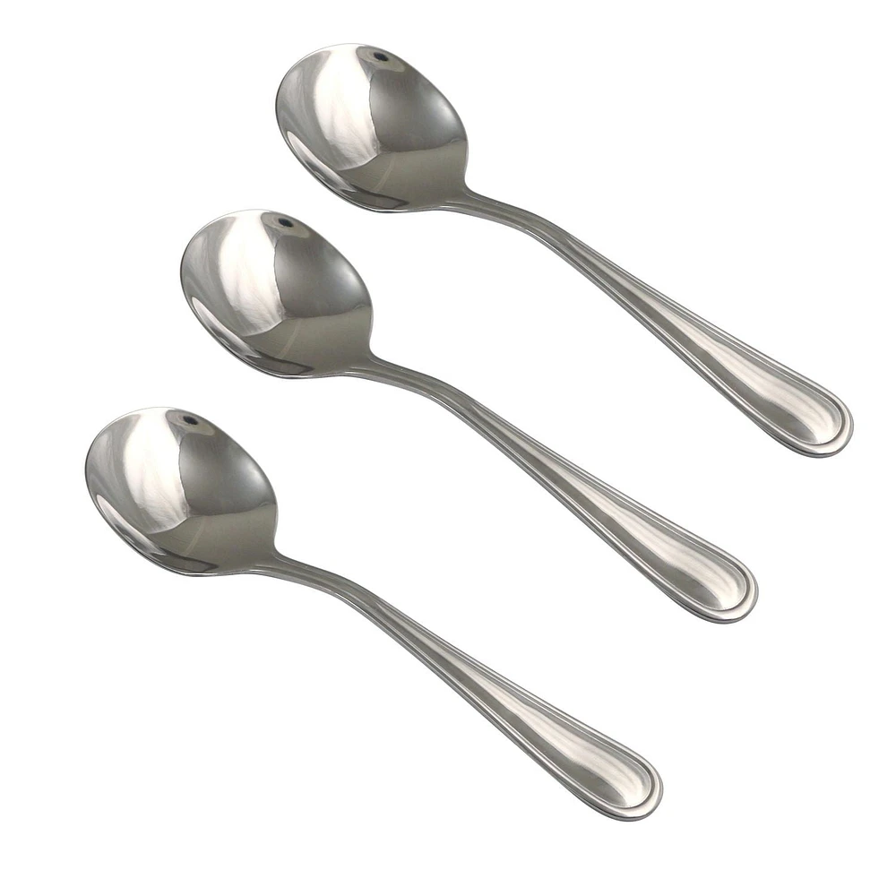 Mainstays Fleetline 3 Piece Stainless Steel Soup Spoon , Silver, MS Fleetline Soup Spoons