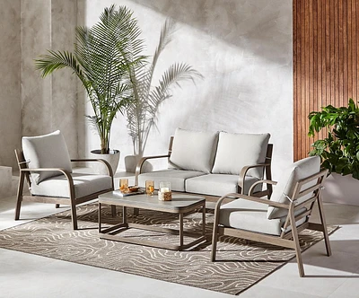 Better Homes & Gardens Prado 4-Piece Patio Outdoor Conversation Set - Brown, Hand-painted concrete finish