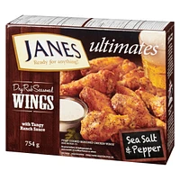 Janes ultimates Dry Rub Seasoned Chicken Wings Sea Salt & Pepper, Chicken Wings, 754g