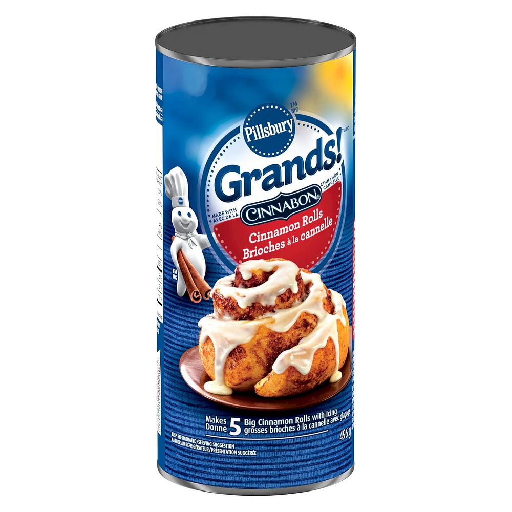 Pillsbury Grands! Cinnamon Rolls with Icing, Cinnabon Cinnamon, 496 g, 5 ct, 496 g