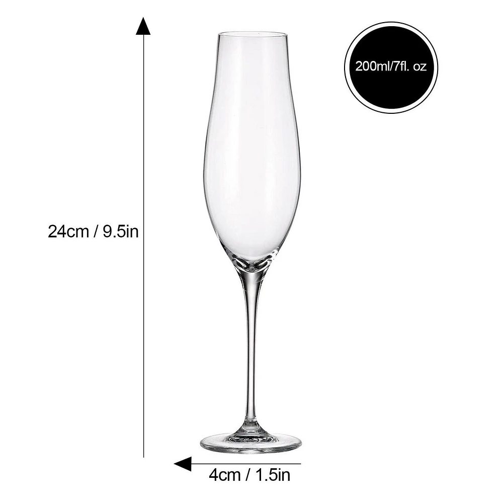 Limosa Stemmed Flute Glass 200ml, Set of 6