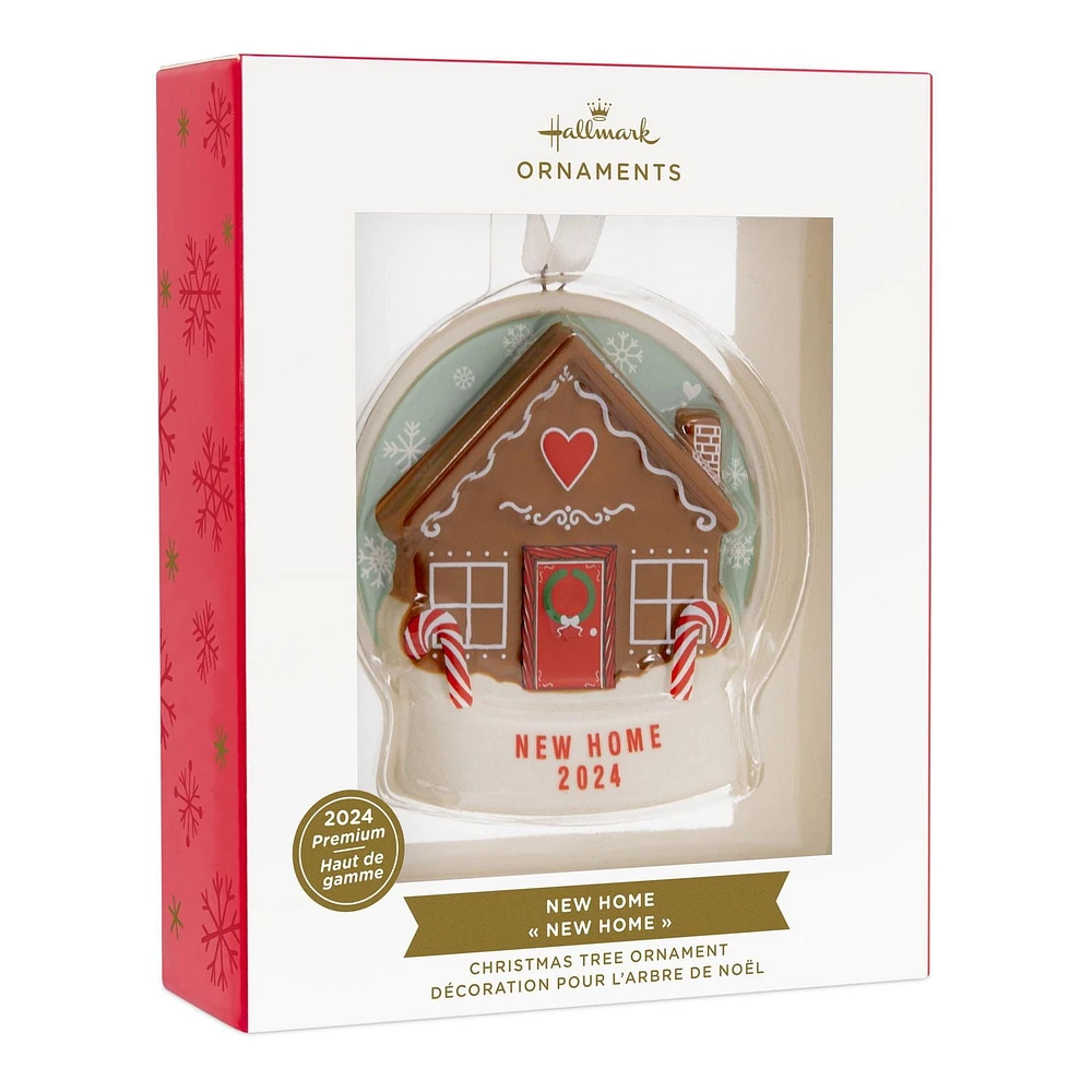 Décoration Hallmark de Noël (Boule à neige, maison de pain d'épices, 2024, céramique)