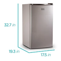 Black + Decker BCRK32V Réfrigérateur compact Energy Star Mini-réfrigérateur à porte simple avec congélateur, 3,2 pieds cubes, VCM, gris