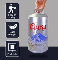 Coors Light 8 Can Portable Mini Fridge, 5.4L Personal Cooler for Office, Dorm, Travel - Silver