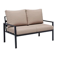 CorLiving Eden Deluxe Ensemble de conversation de patio extérieur en aluminium 4 pièces avec chaises, causeuse et table