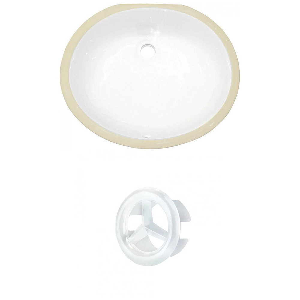 18.25-in. W CSA Oval Bathroom Undermount Sink Set In White - White Hardware AI-20511