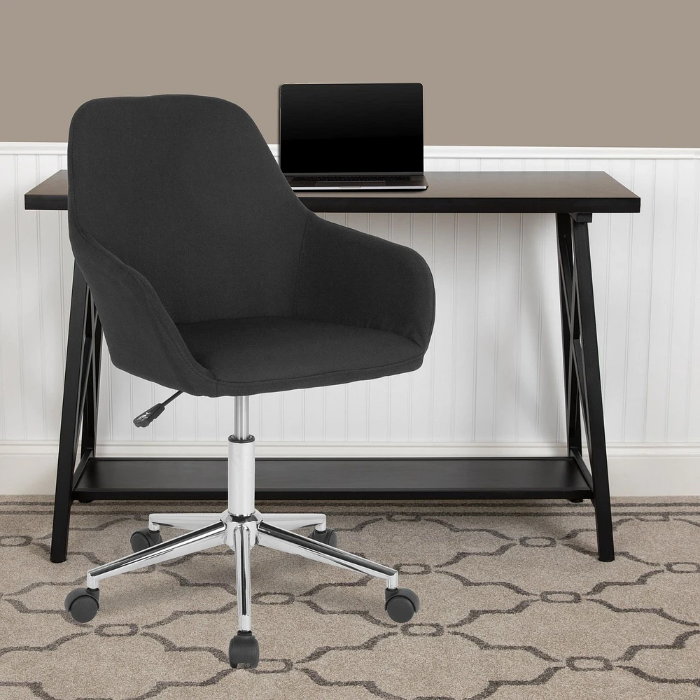 Cortana Home and Office Mid-Back Chair in Black Fabric