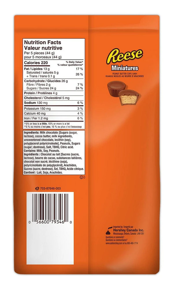 Friandises MOULES AU BEURRE D’ARACHIDES REESE'S Miniatures 900g