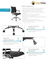 Chaise de bureau TygerClaw en cuir reconstitué à dossier moyen