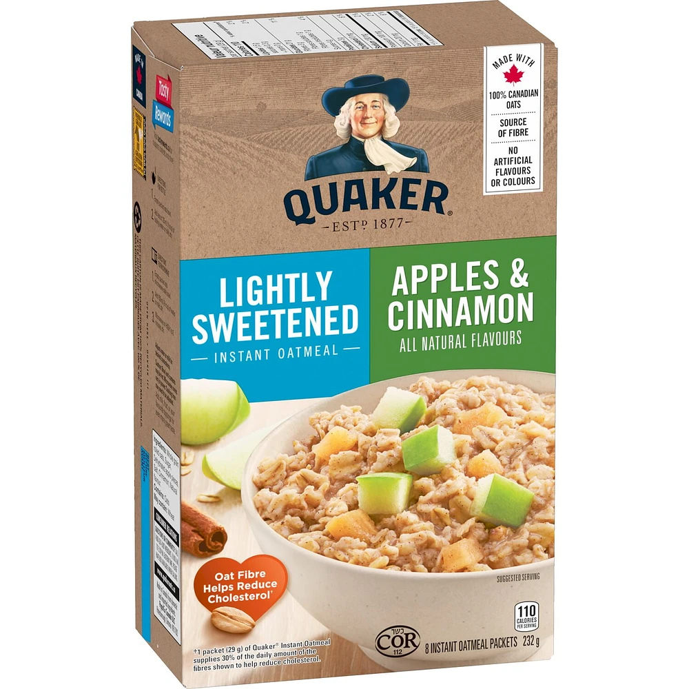 Quaker Lightly Sweetened Apples & Cinnamon Instant Oatmeal, 232g